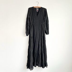 Johnny Was Mercury Eyelet Maxi Dress Womens XS Black